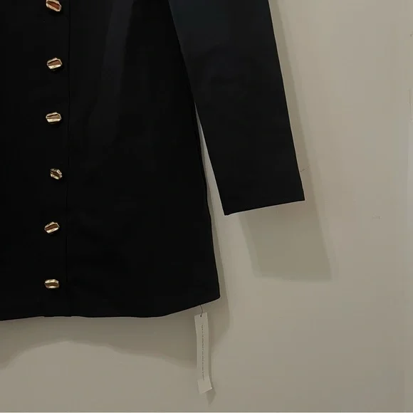 Reformation Micah Knit Dress Black Long Sleeve Dress with Gold Buttons - Picture 10 of 11